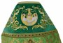 Облачение иерейское, плечи вышитые на бархате, основная ткань - парча зеленого цвета, солнечный крест